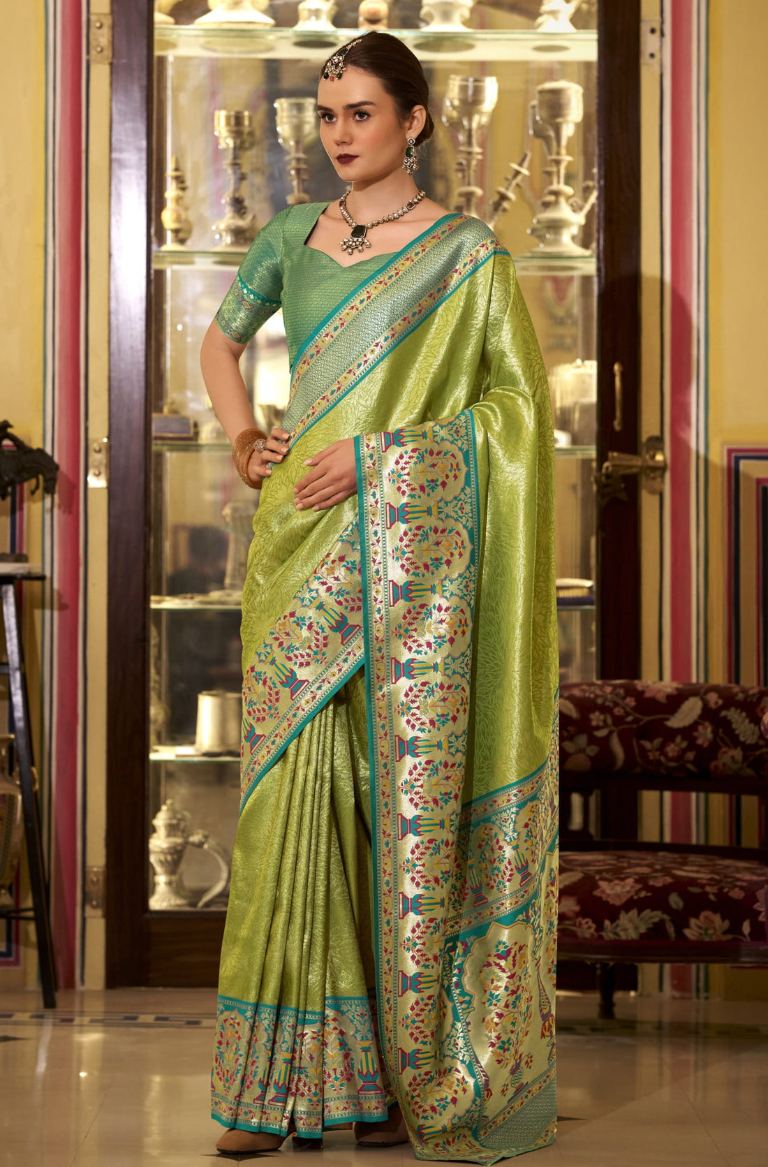 Traditional Woven Silk Saree with Heritage Motifs