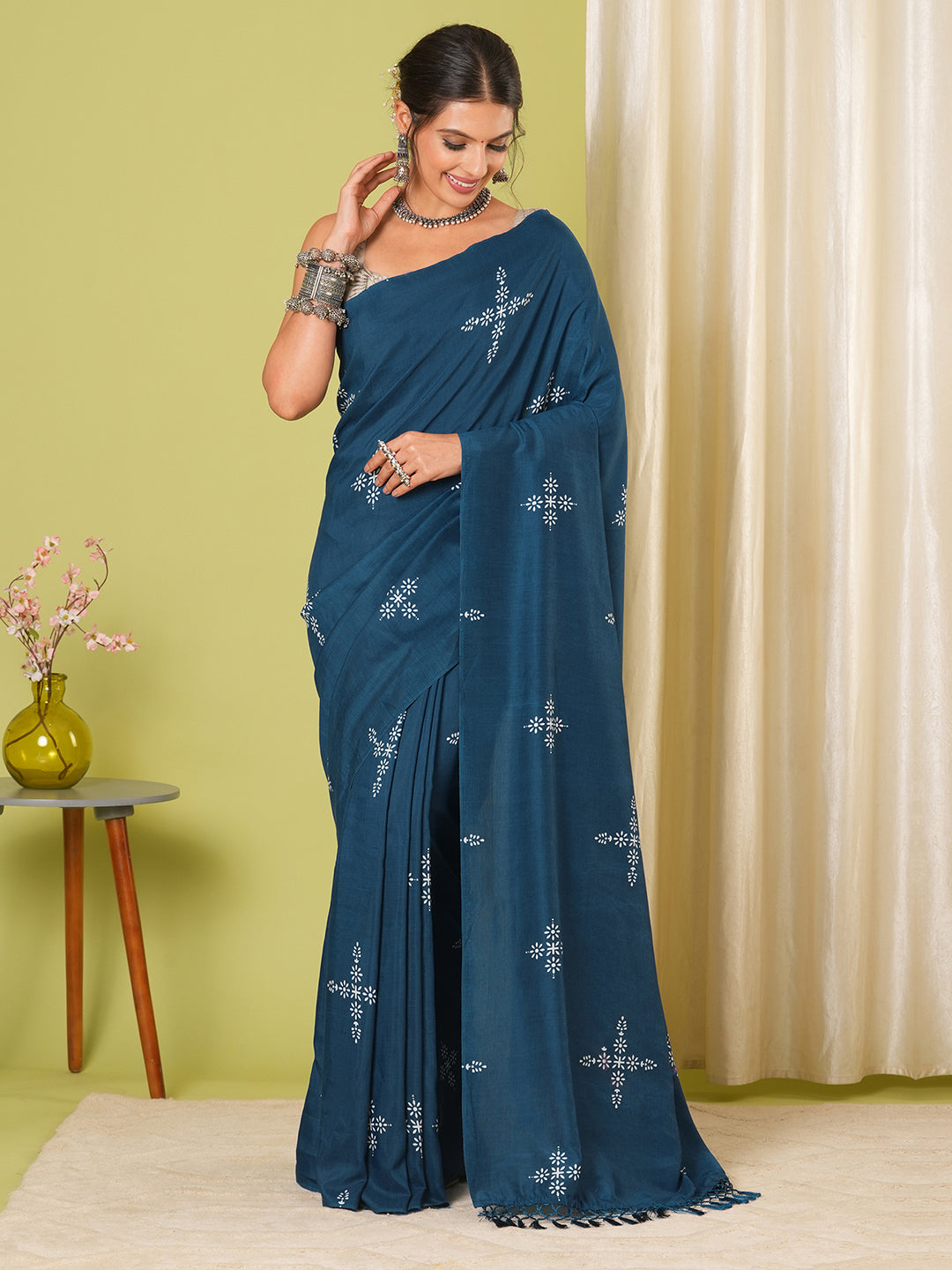 PURE COTTON BLEND PRINT SAREE
