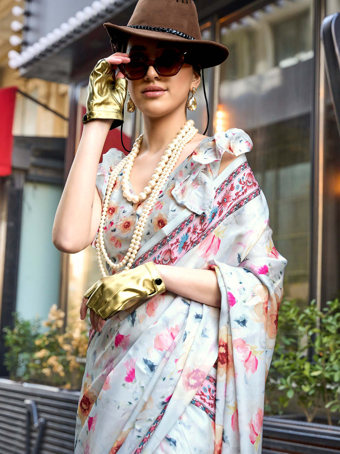 Kolumbus Satin Georgette Saree
