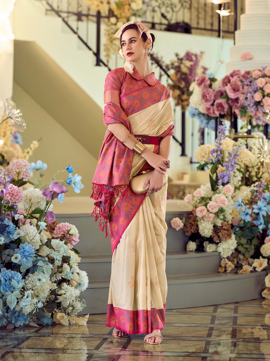 Purple Martin Soft Satan Silk Saree