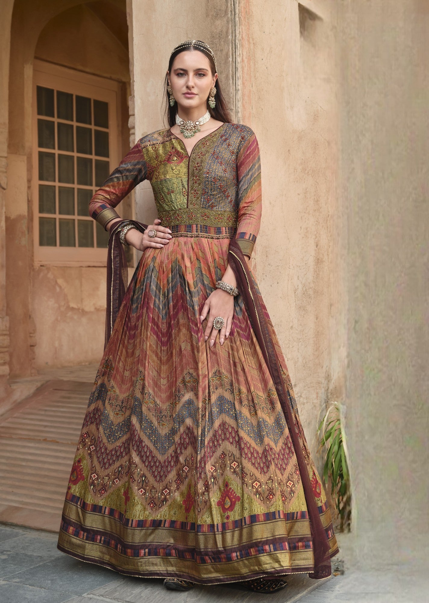 Embroidered Anarkali Gown with LONG Sleeve