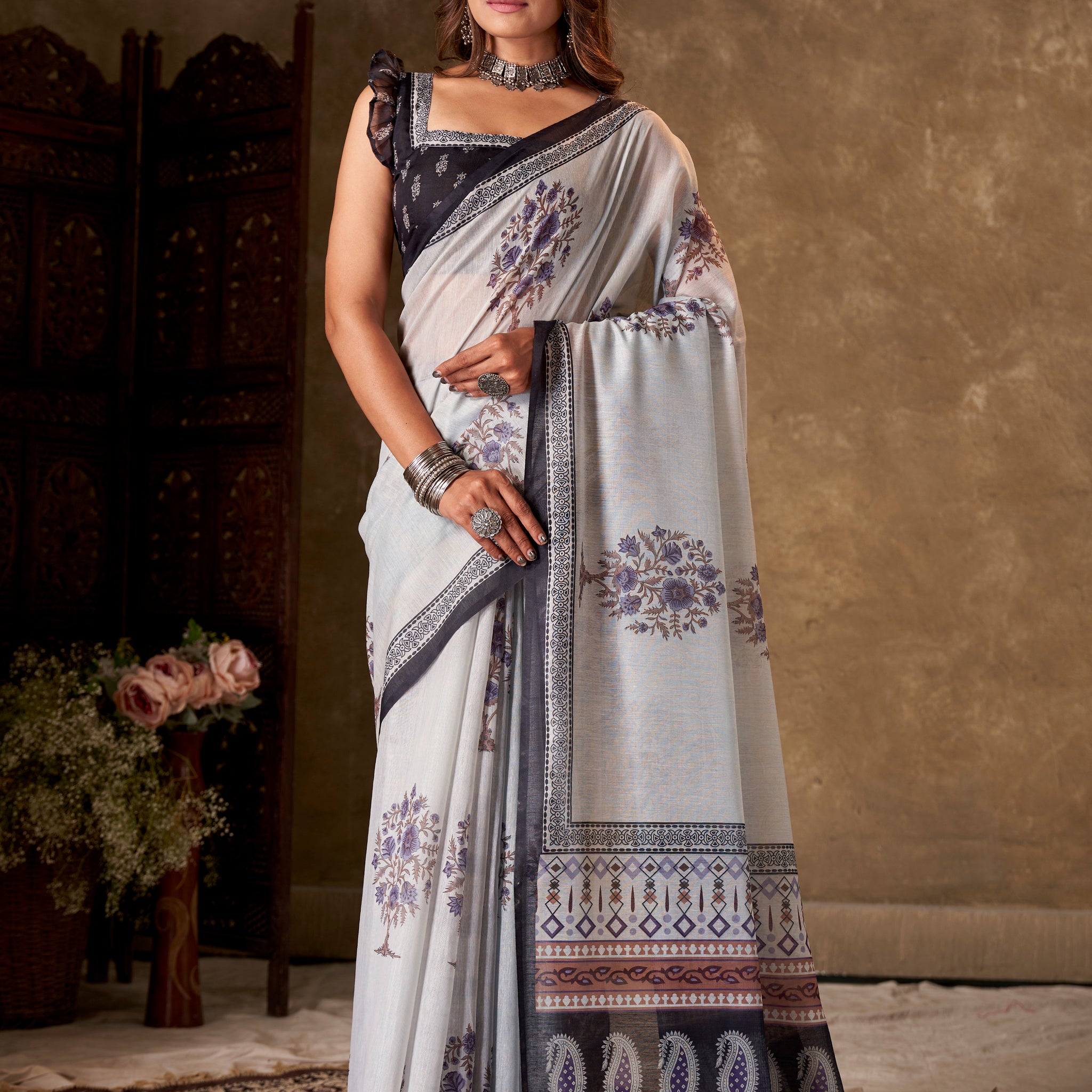 ALIA BAMBURG PRINT SAREE