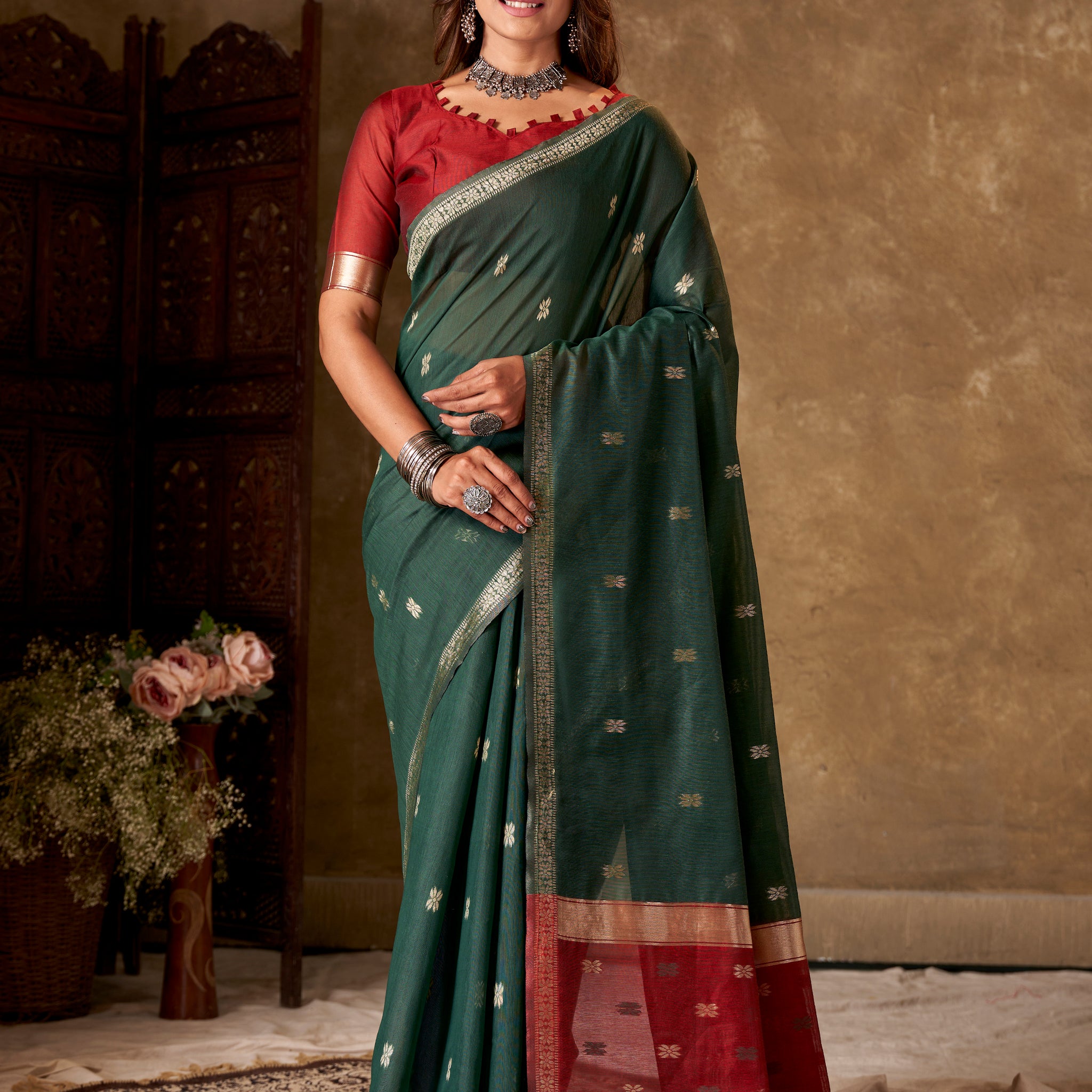 PURE COTTON BLEND SILK SAREE
