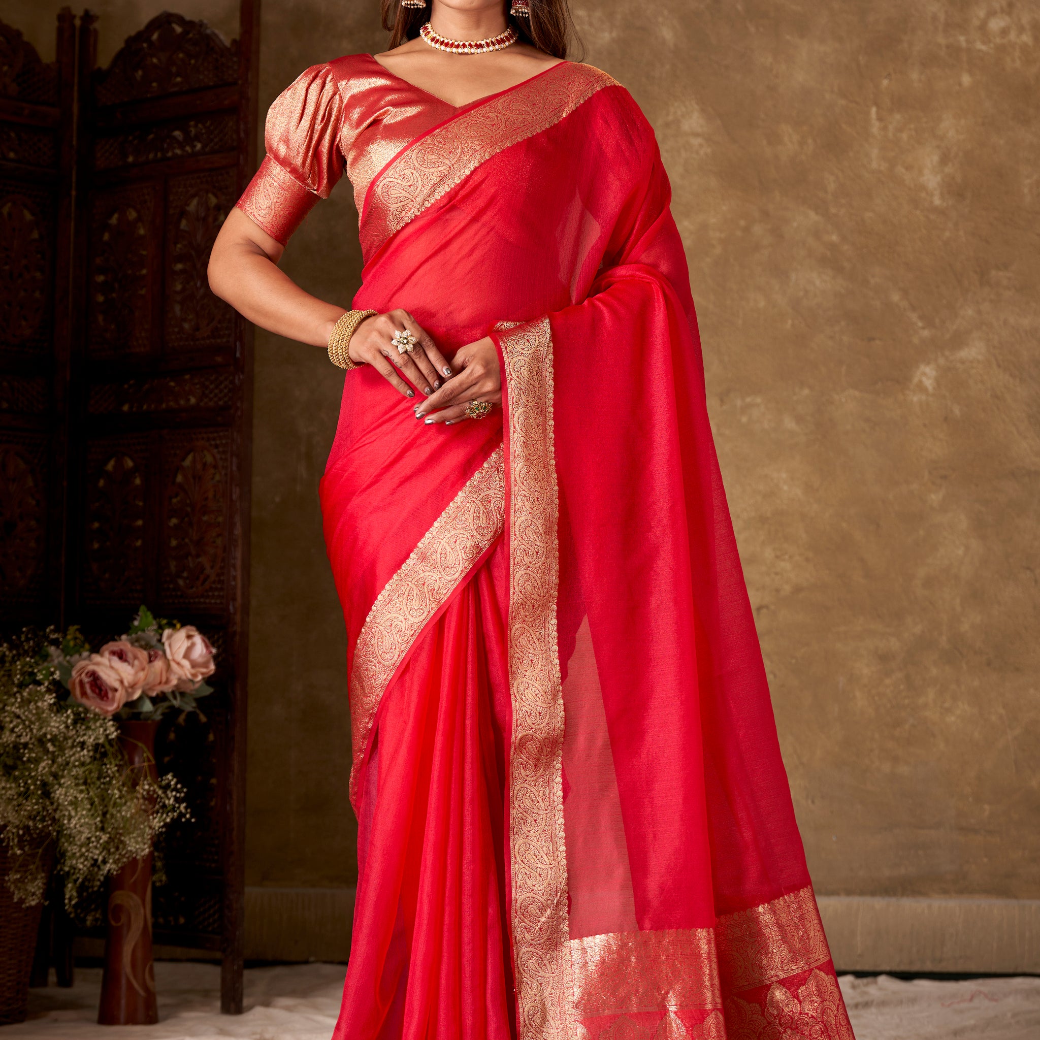 Plain Organza Bollywood Saree