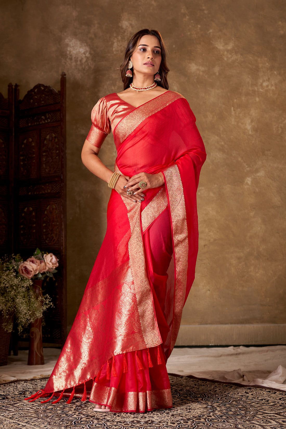 Plain Organza Bollywood Saree