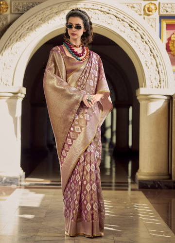 Elegant cotton zari Saree with Ikat  Motifs