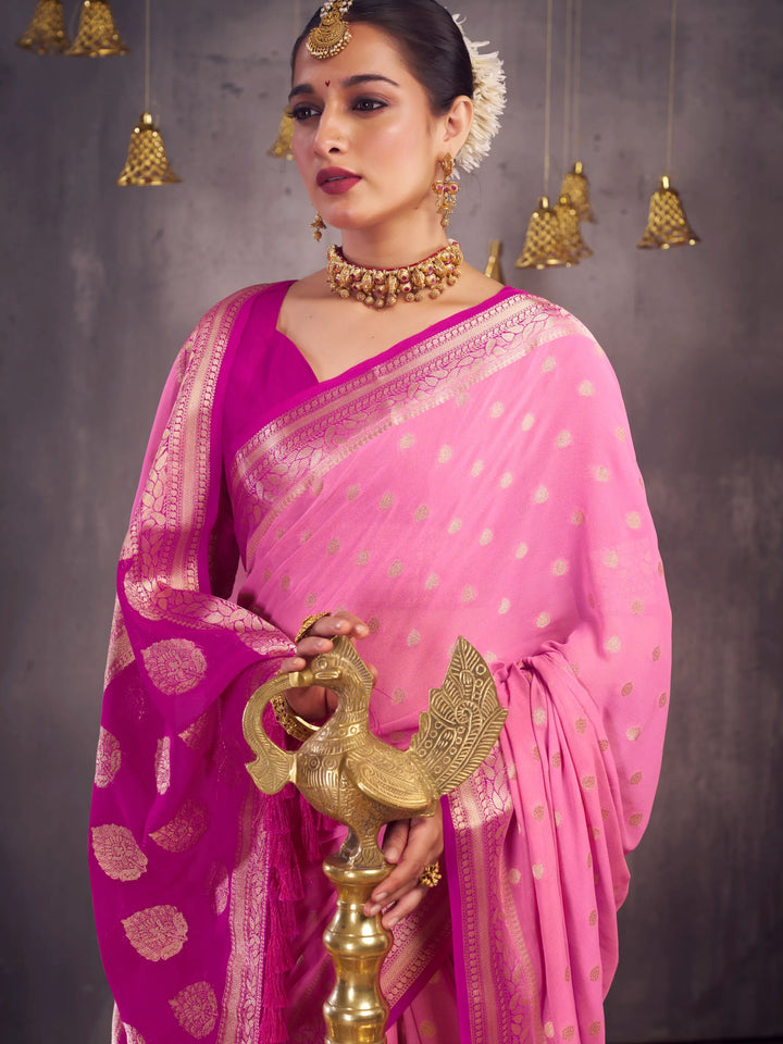 Sonapari pink pure viscose georgette saree