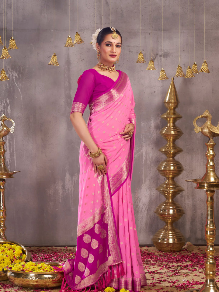 Sonapari pink pure viscose georgette saree