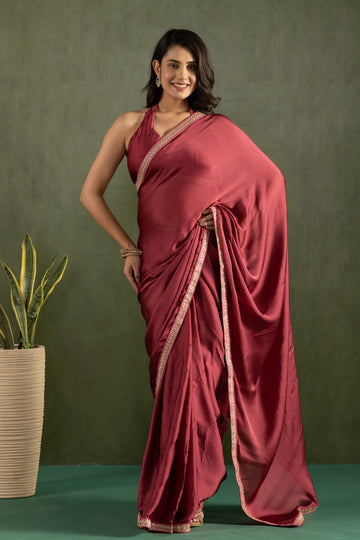 Crimson Charm Embellished Ready-to-Wear Saree
