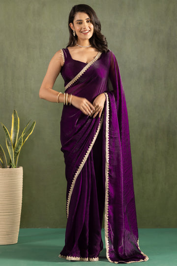 Royal Grape Luxe Ready-to-Wear Saree