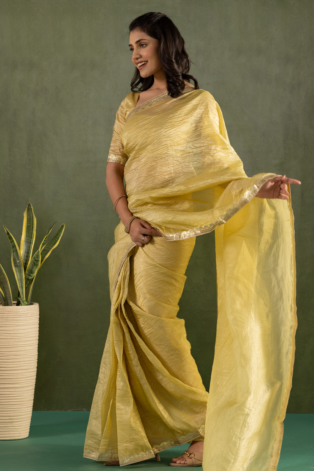 Crushed Tissue Silk Ready-to-Wear Saree