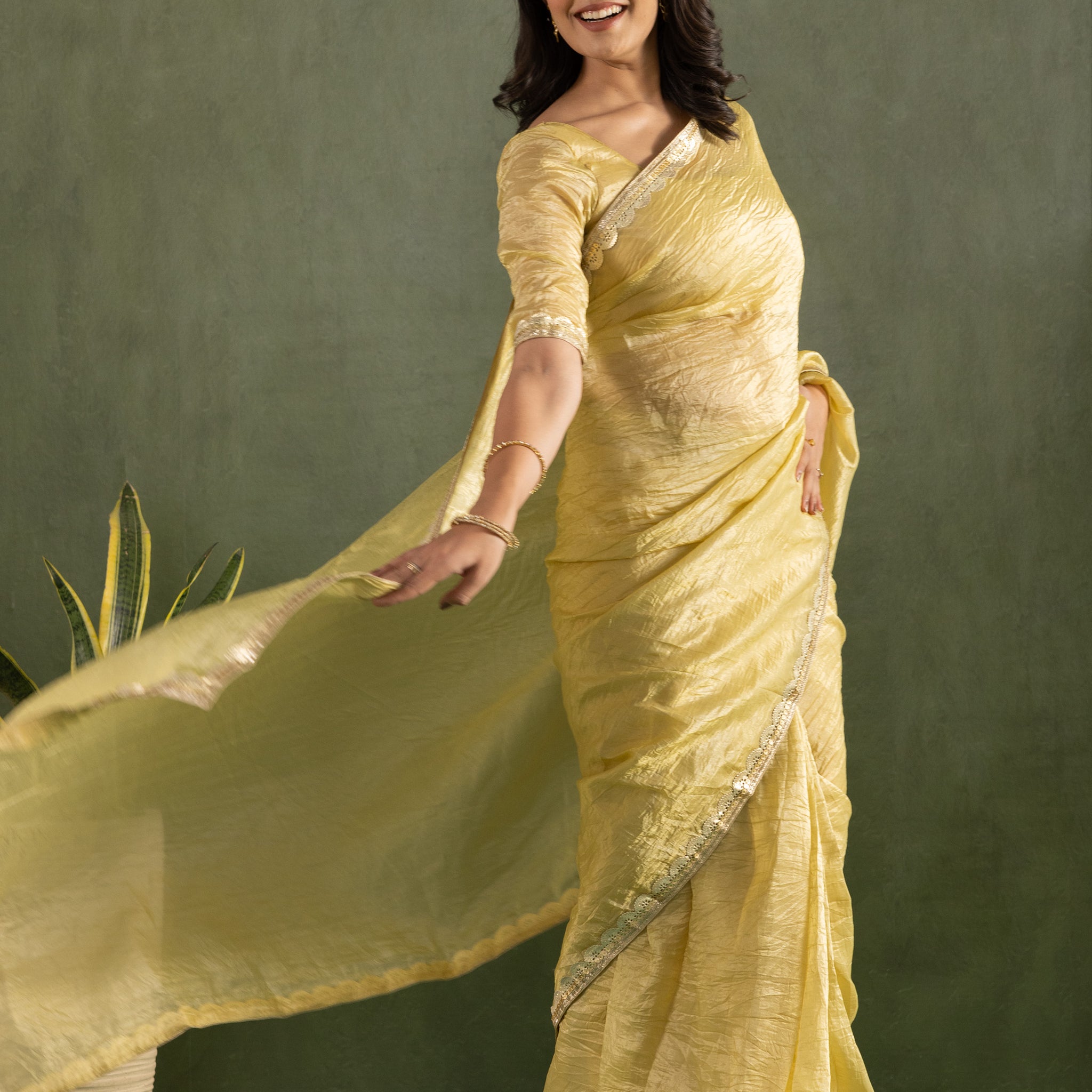 Crushed Tissue Silk Ready-to-Wear Saree