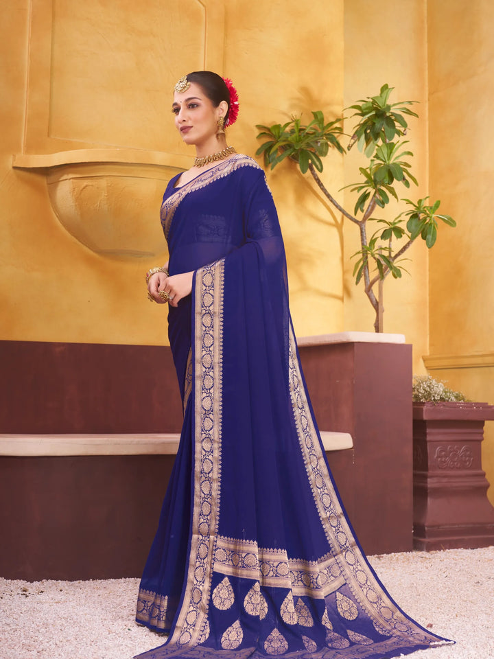 Rajshree galla blue pure georgette saree