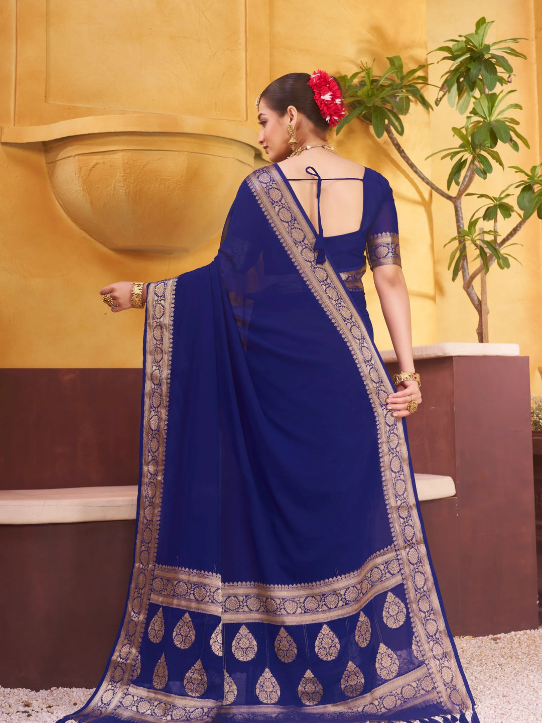 Rajshree galla blue pure georgette saree