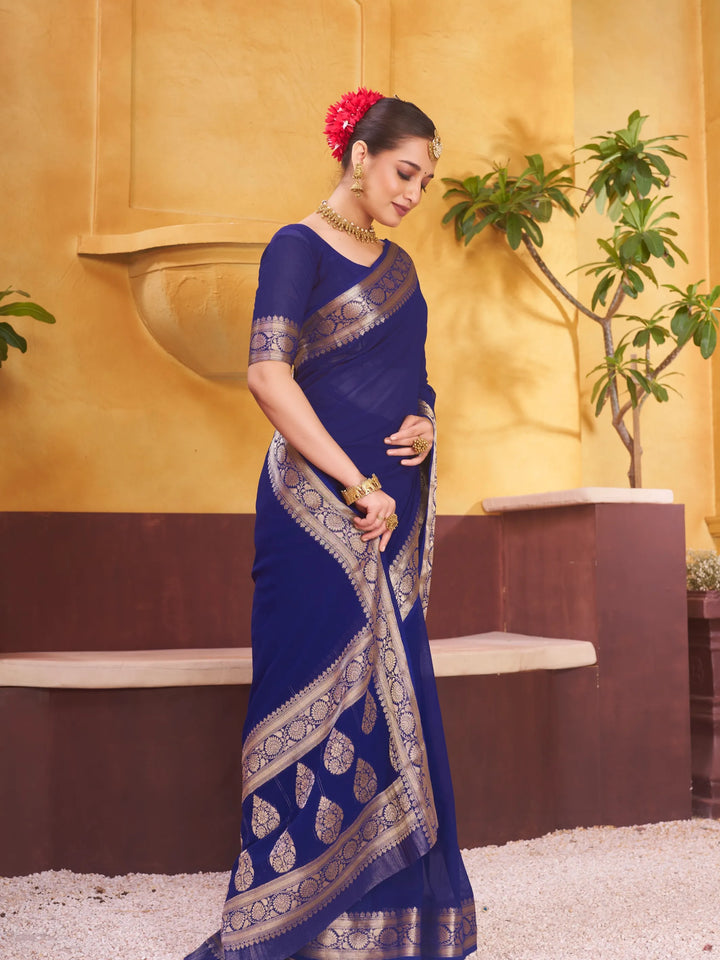 Rajshree galla blue pure georgette saree