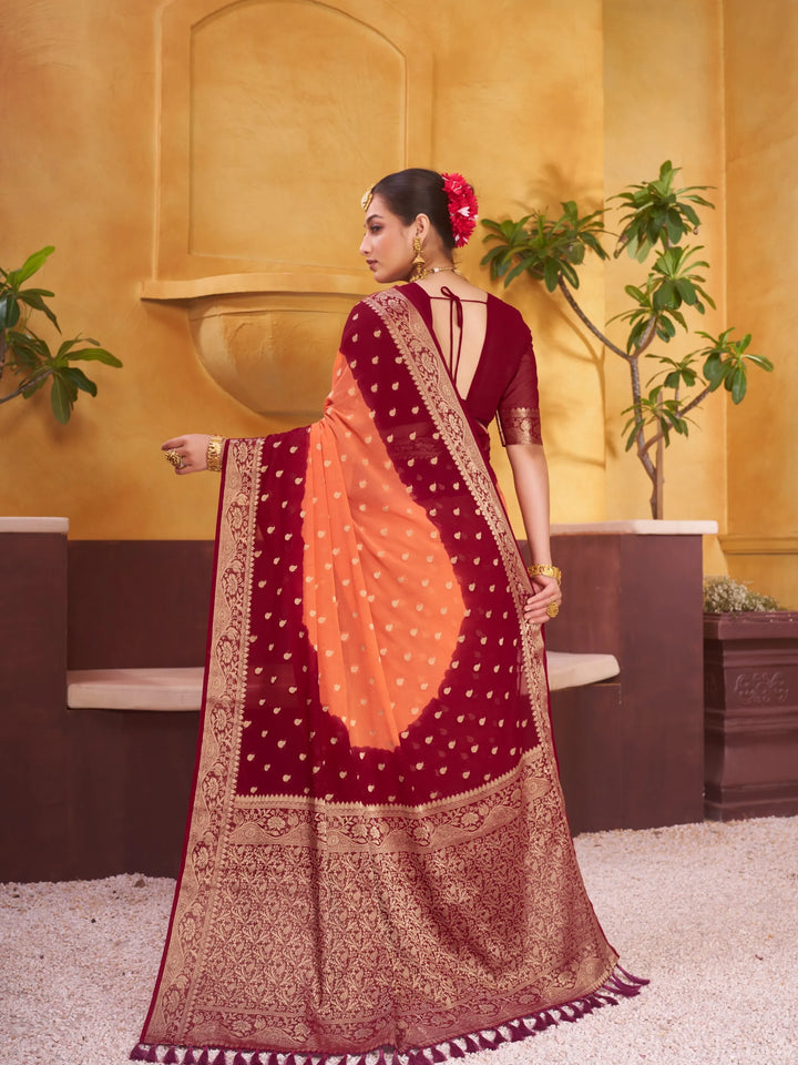 Vamika orange pure viscose saree