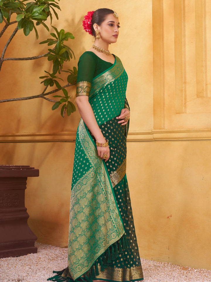 Vanshika green pure viscose saree