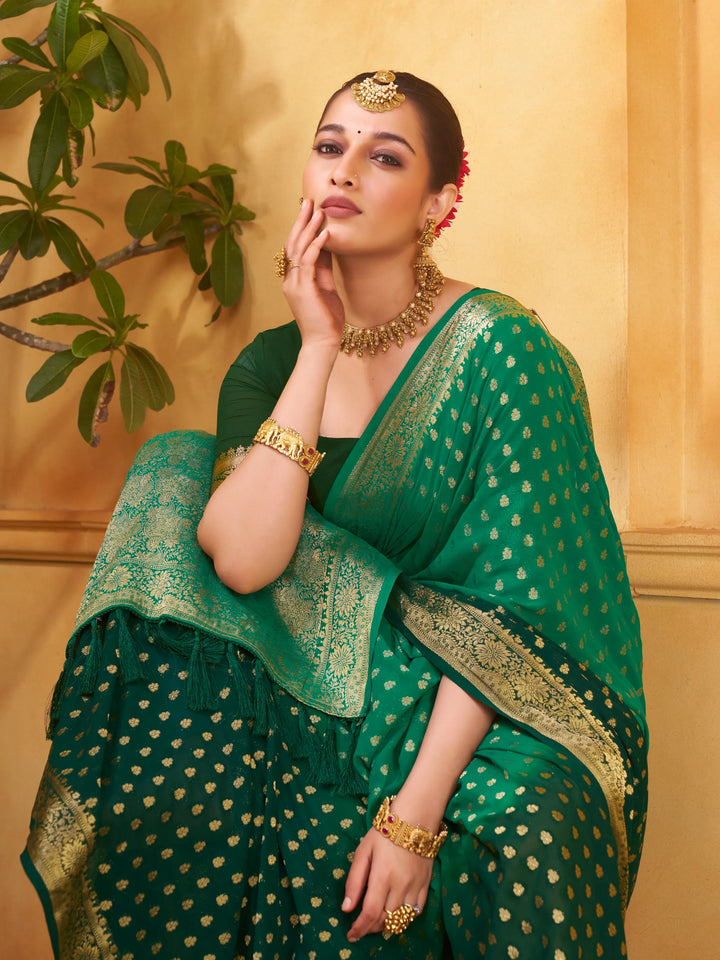 Vanshika green pure viscose saree