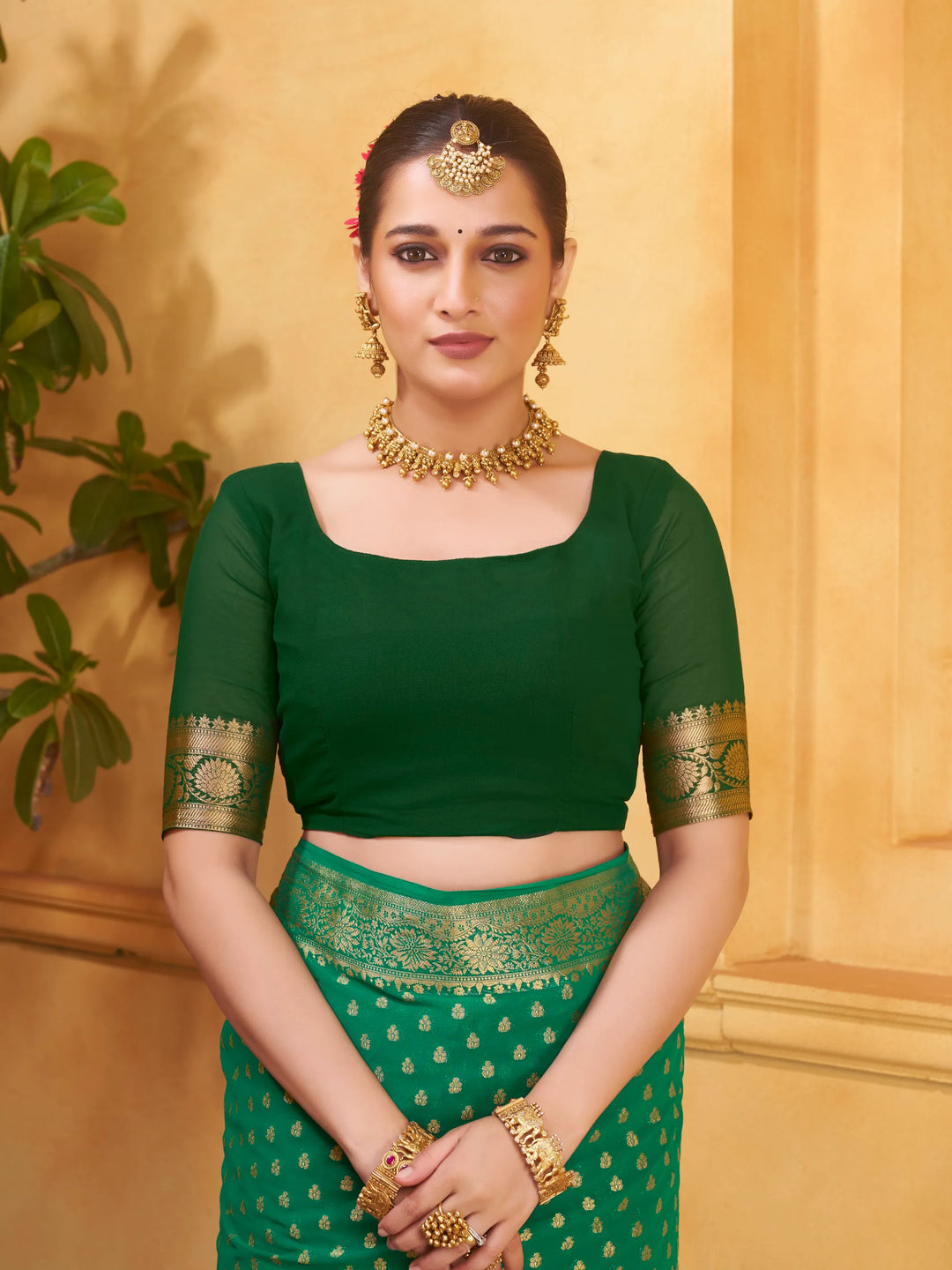 Vanshika green pure viscose saree