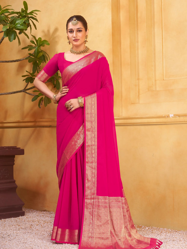 Rajshree 2 galla pink pure georgette saree