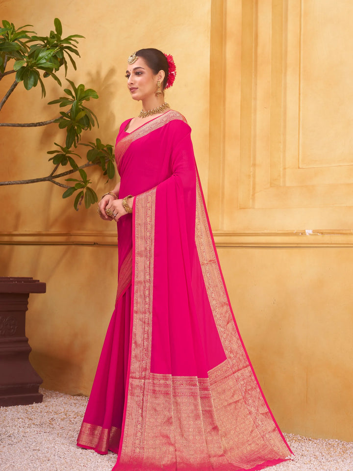 Rajshree 2 galla pink pure georgette saree