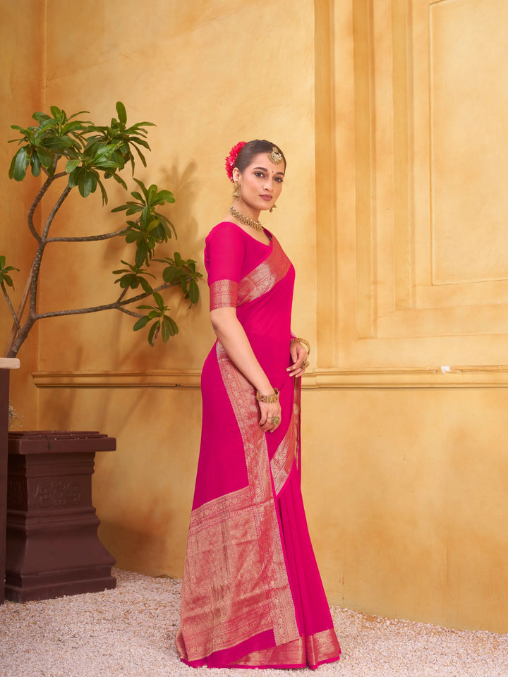 Rajshree 2 galla pink pure georgette saree