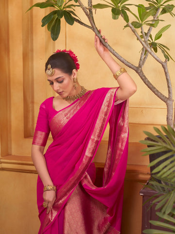 Rajshree 2 galla pink pure georgette saree