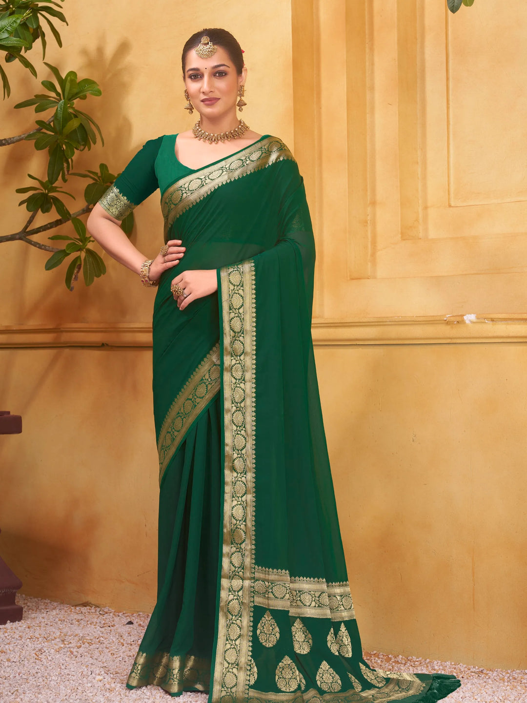 Rajshree galla green pure georgette saree