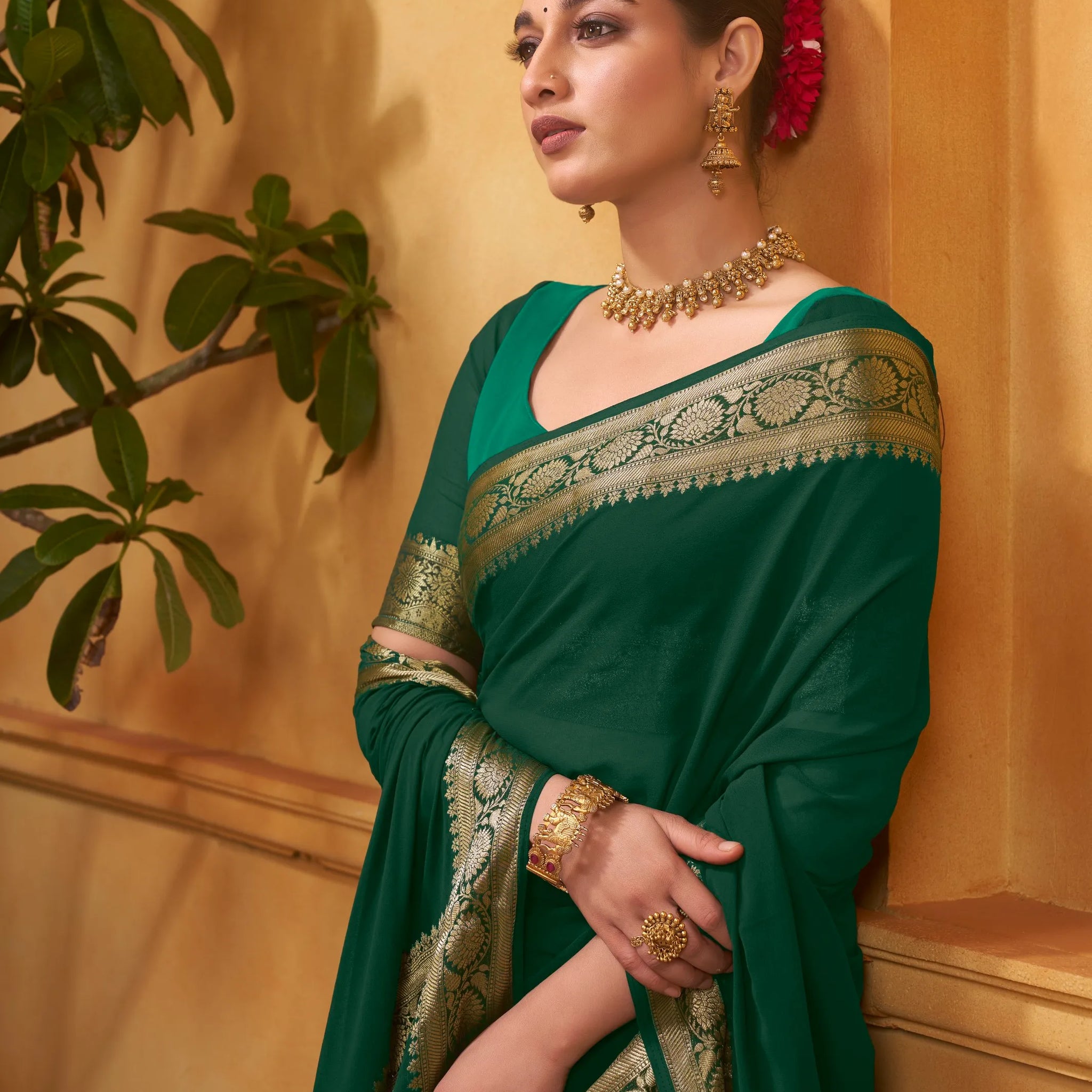 Rajshree galla green pure georgette saree