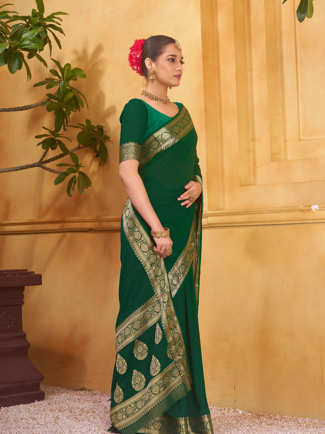 Rajshree galla green pure georgette saree