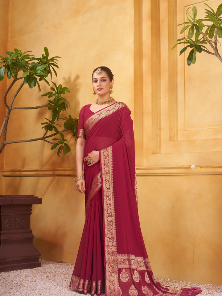 Rajshree galla maroon pure georgette saree