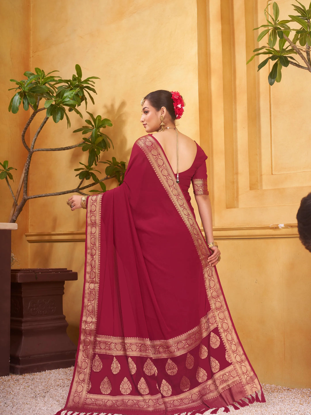 Rajshree galla maroon pure georgette saree