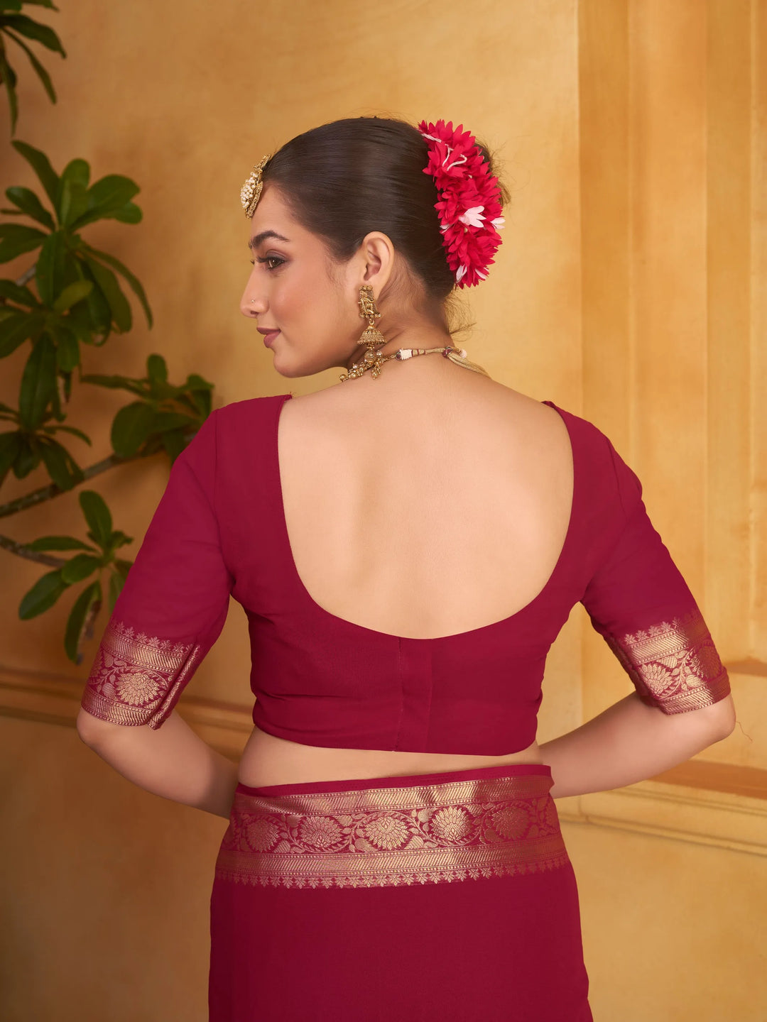 Rajshree galla maroon pure georgette saree