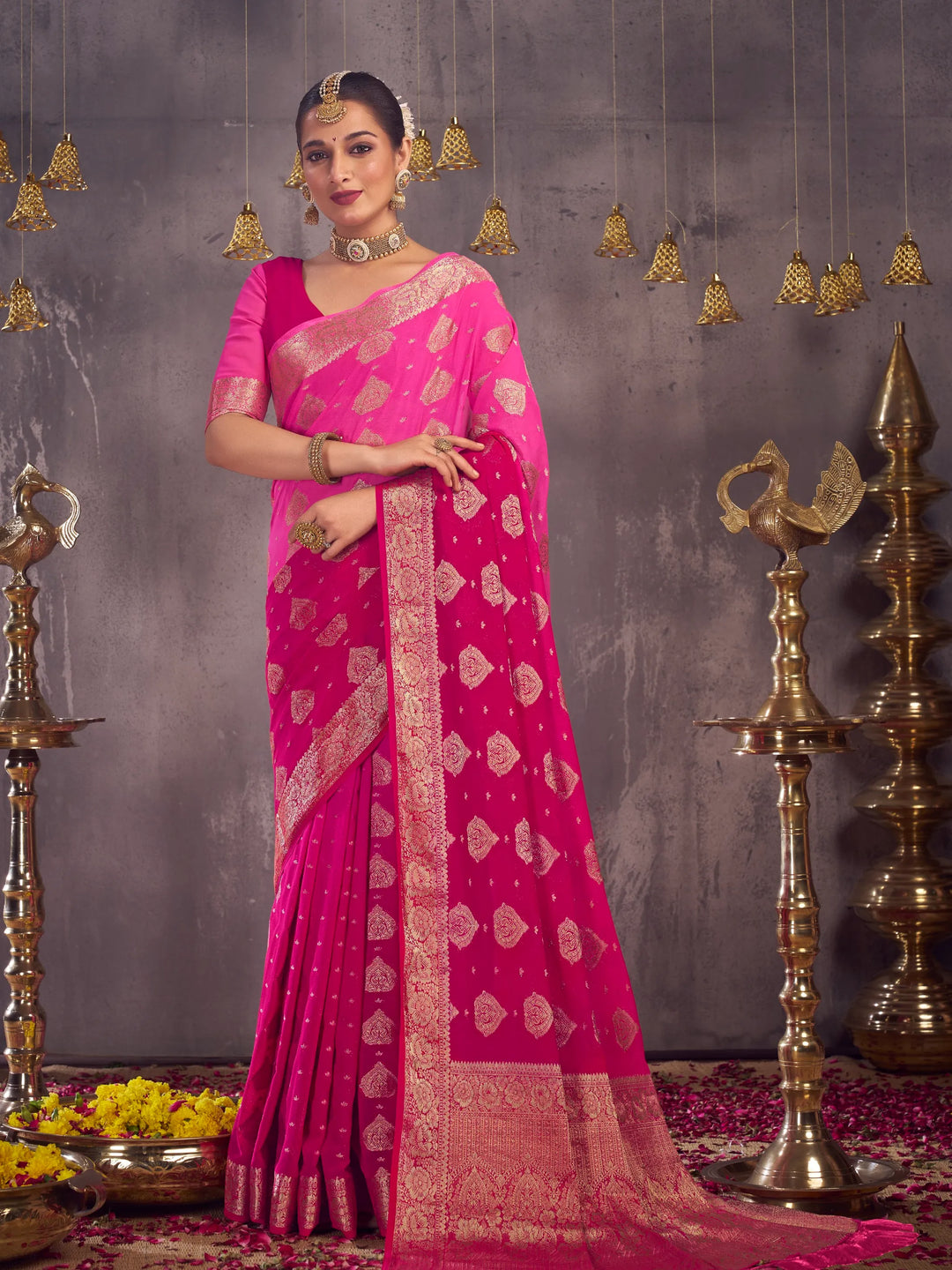 Rajarani pink pure viscose saree