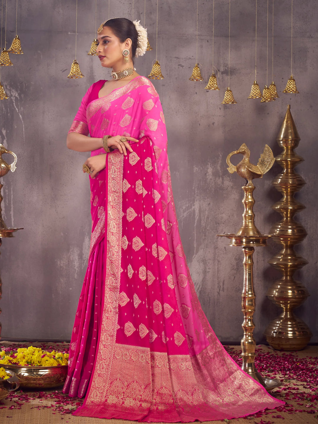 Rajarani pink pure viscose saree