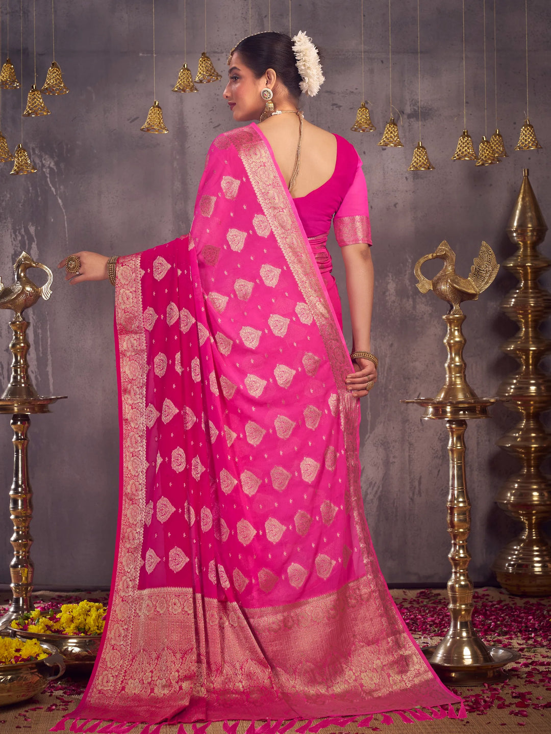 Rajarani pink pure viscose saree