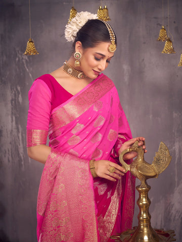 Rajarani pink pure viscose saree