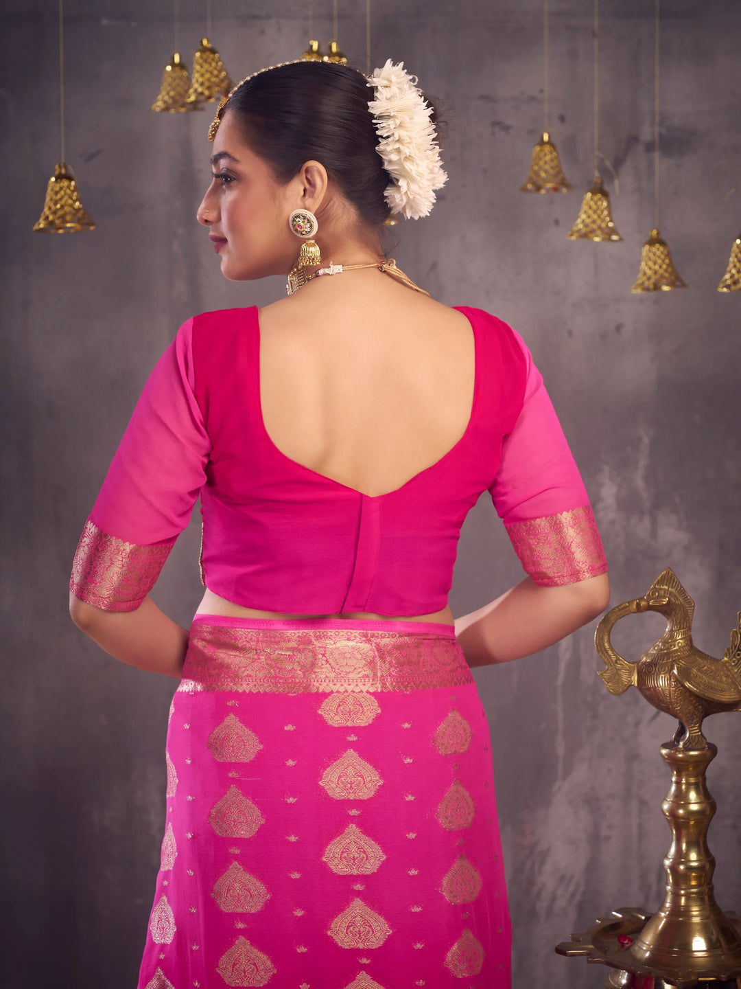 Rajarani pink pure viscose saree