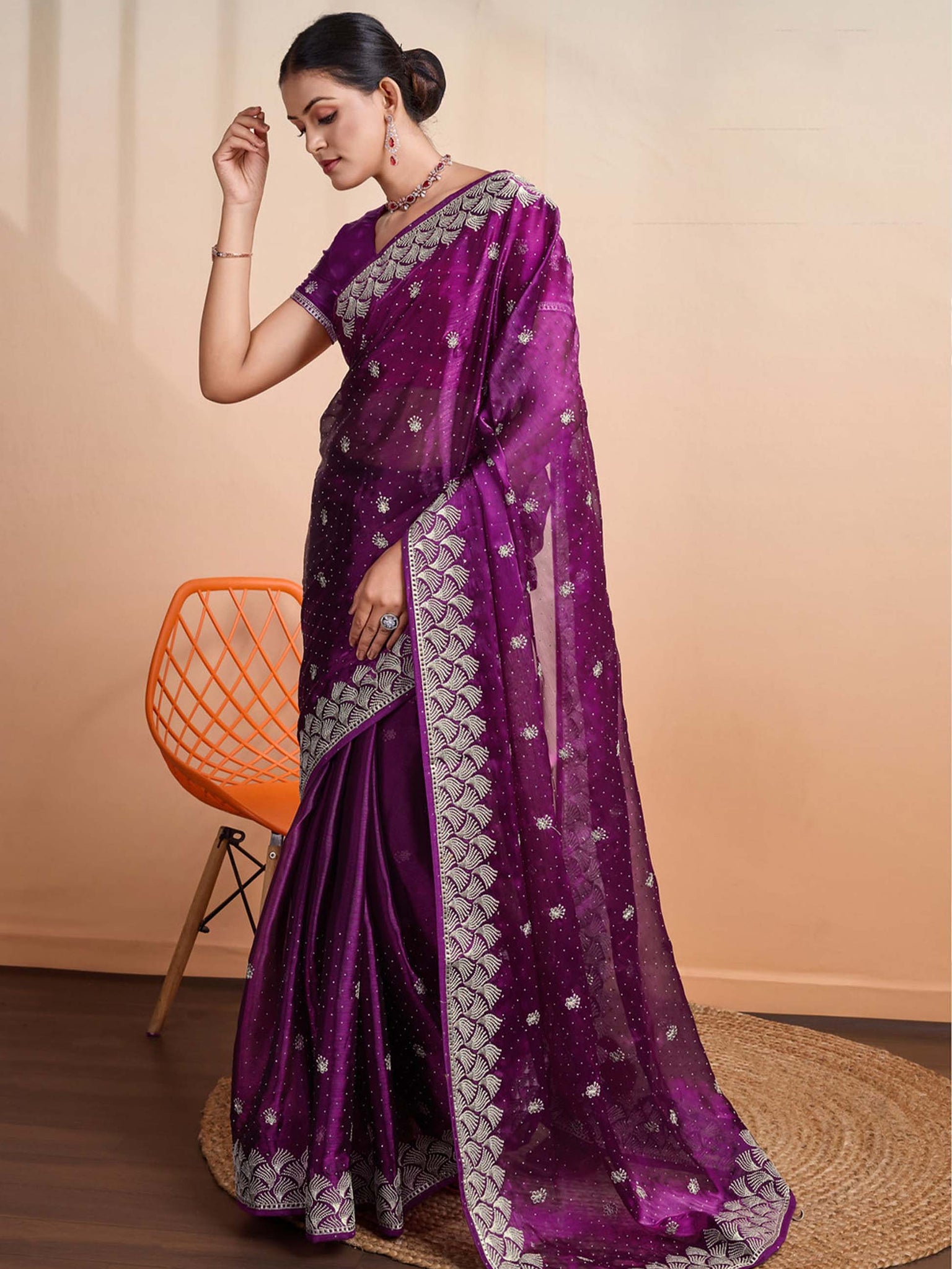 Gala Blooming Burberry Saree