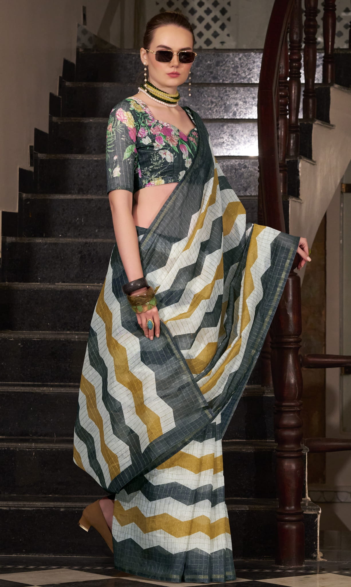 Handloom Cotton Saree with Bold Striped Pattern
