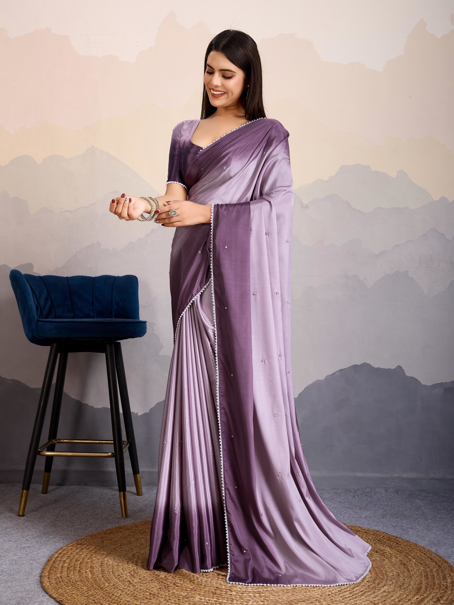 Ombrine Satin Saree