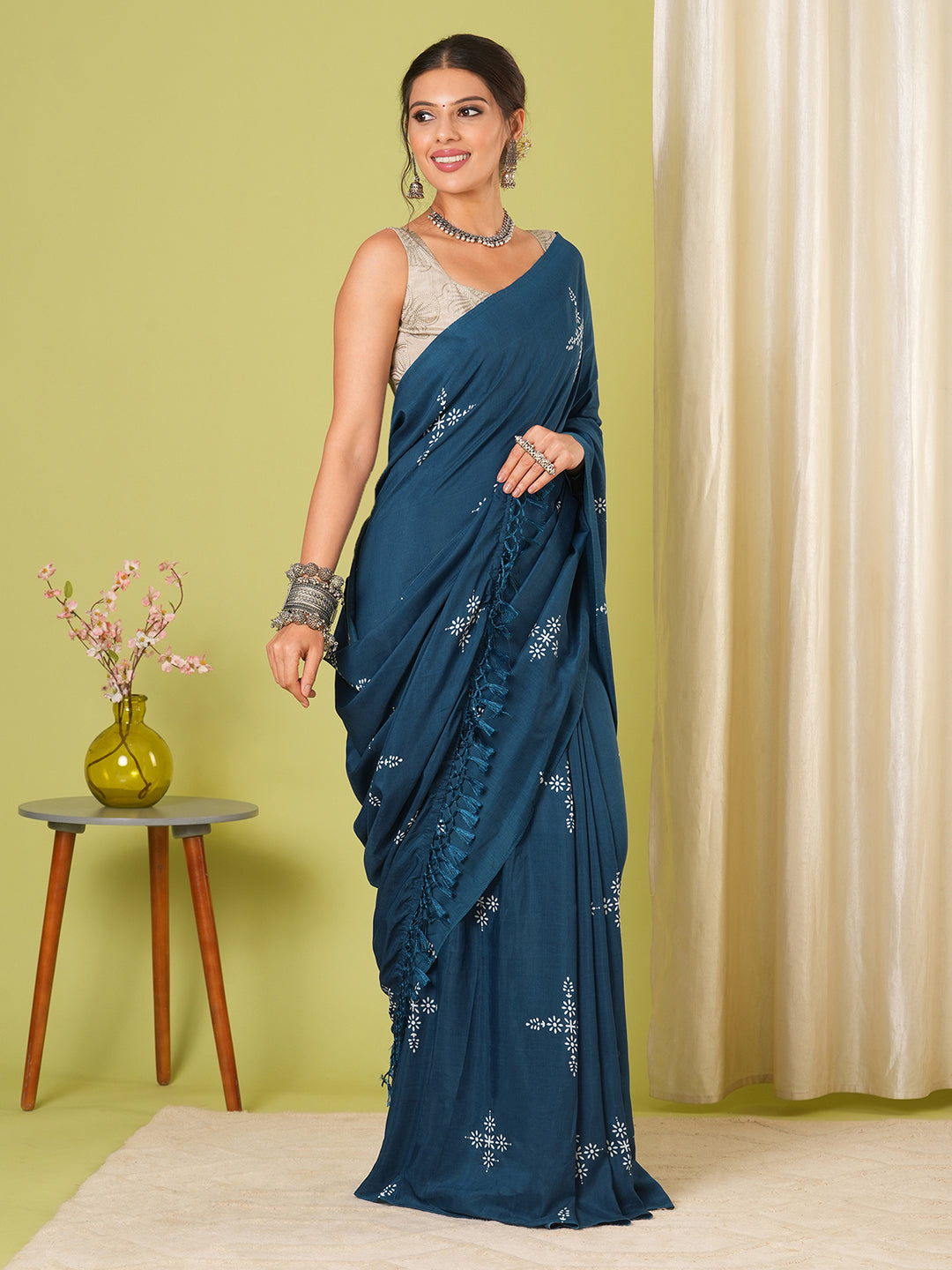 PURE COTTON BLEND PRINT SAREE