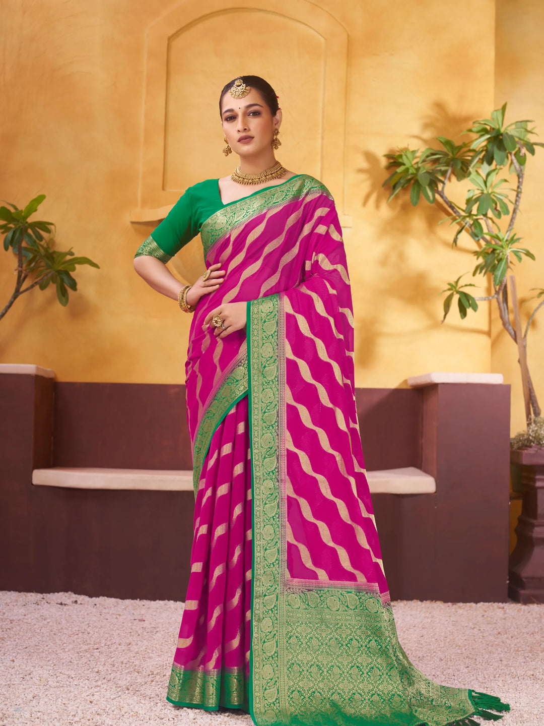 ANCHAL 1 PINK VISCOSE SAREE