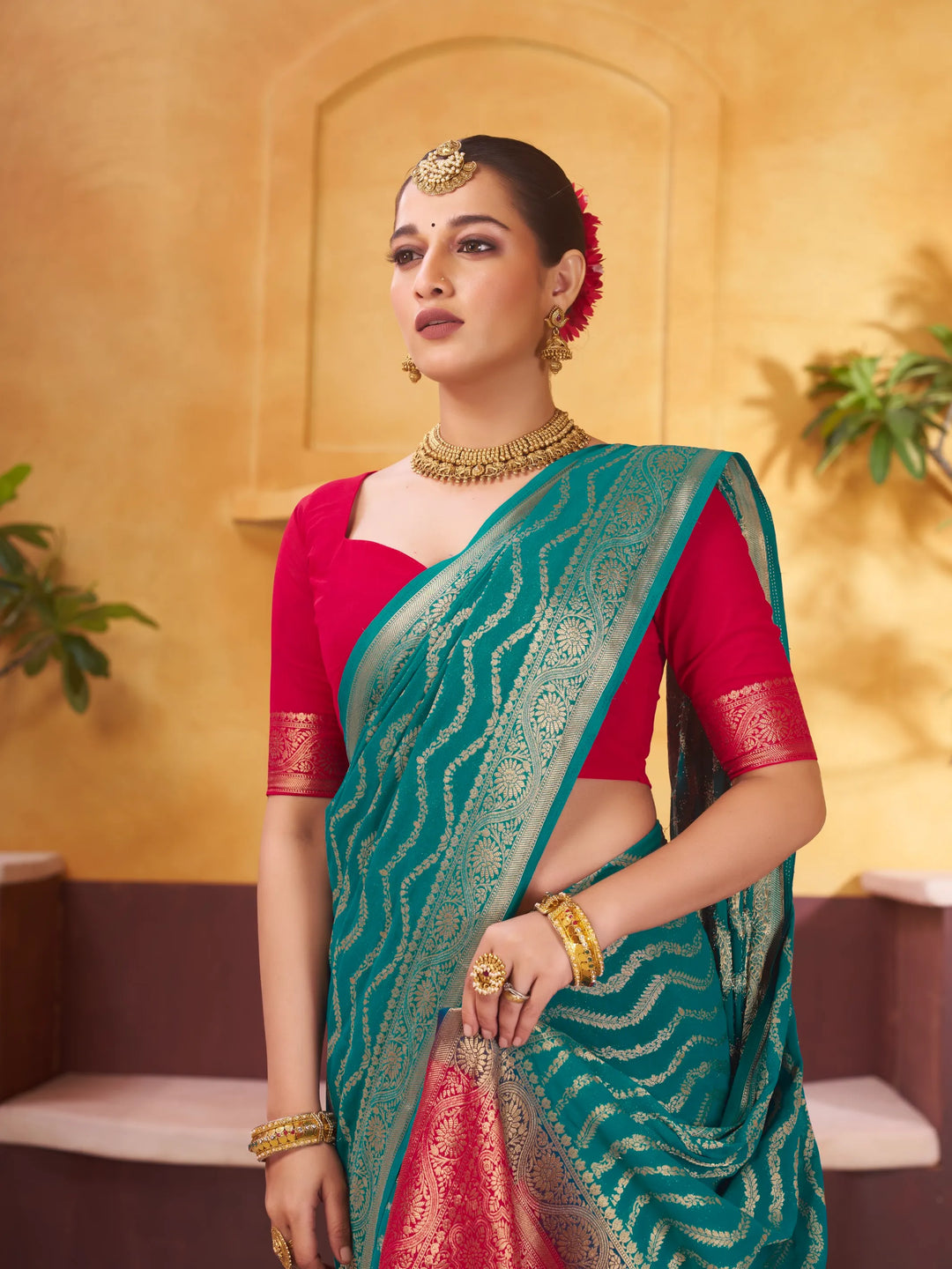 Anchal 2 Aqua pure viscose saree