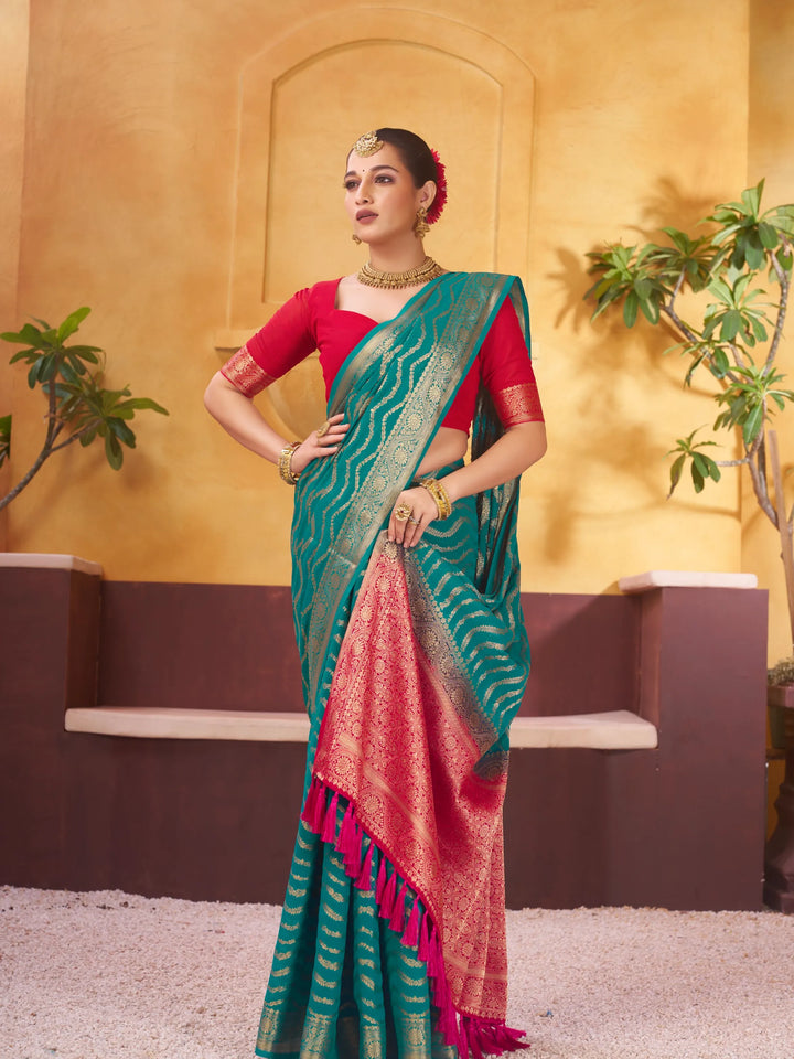 Anchal 2 Aqua pure viscose saree