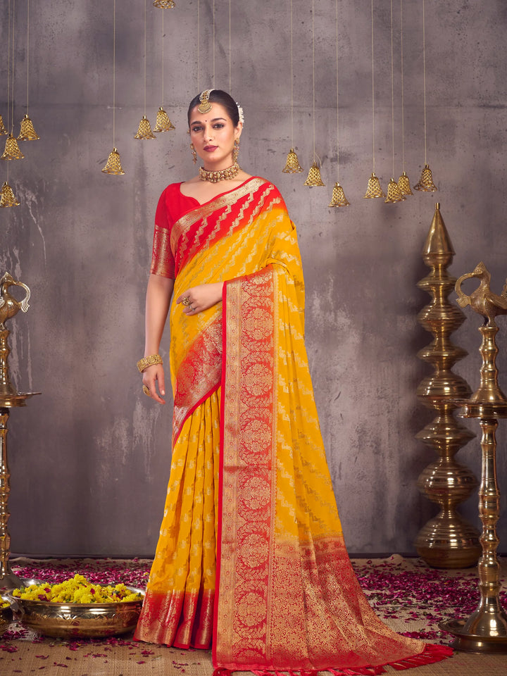 Anchal 3 Yellow pure viscose saree