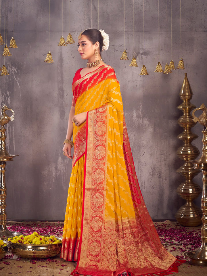 Anchal 3 Yellow pure viscose saree