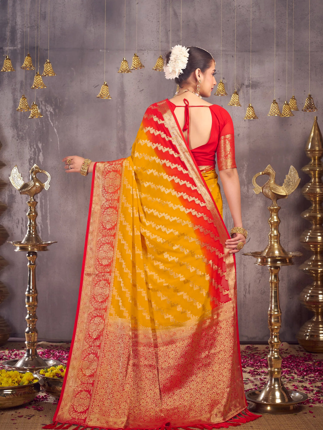 Anchal 3 Yellow pure viscose saree