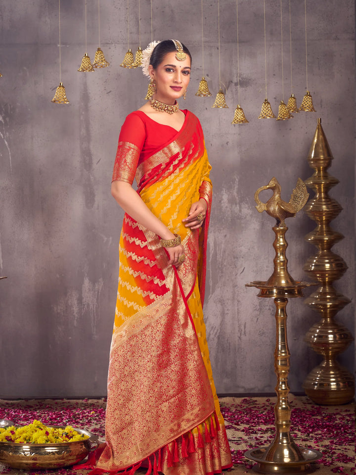 Anchal 3 Yellow pure viscose saree