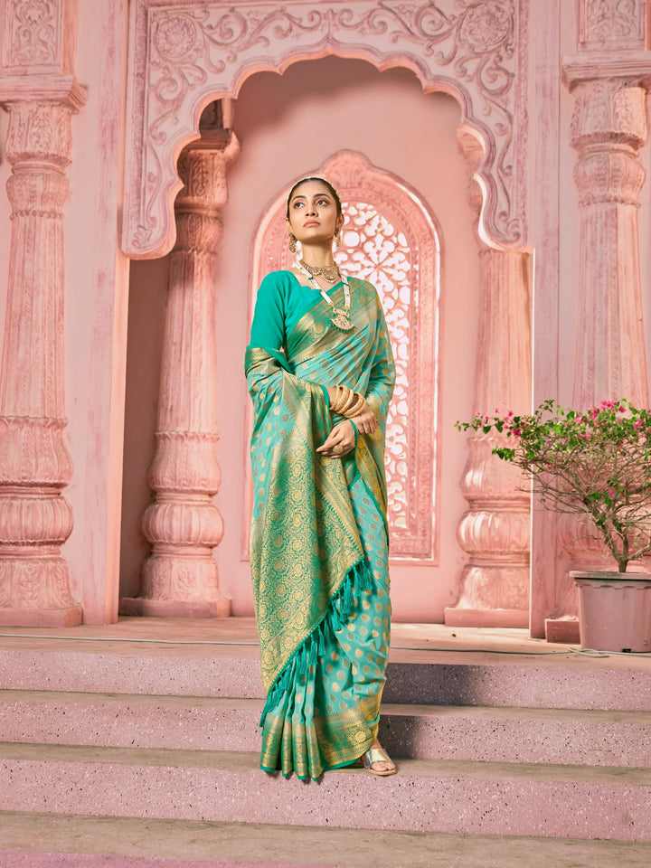 GANGA AQUA VISCOSE SAREE